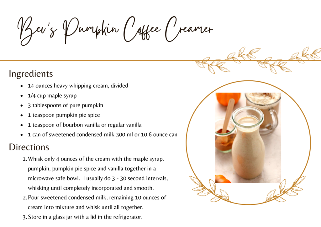 Bev’s Pumpkin Coffee Creamer Recipe for Fall