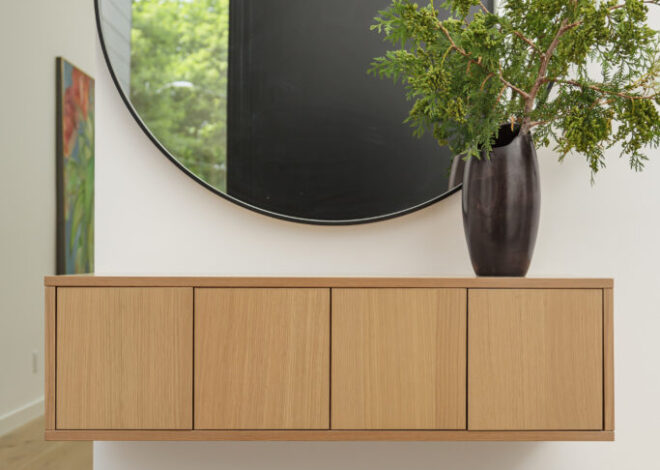 We Love Floating Entryway Cabinets for Smart Storage